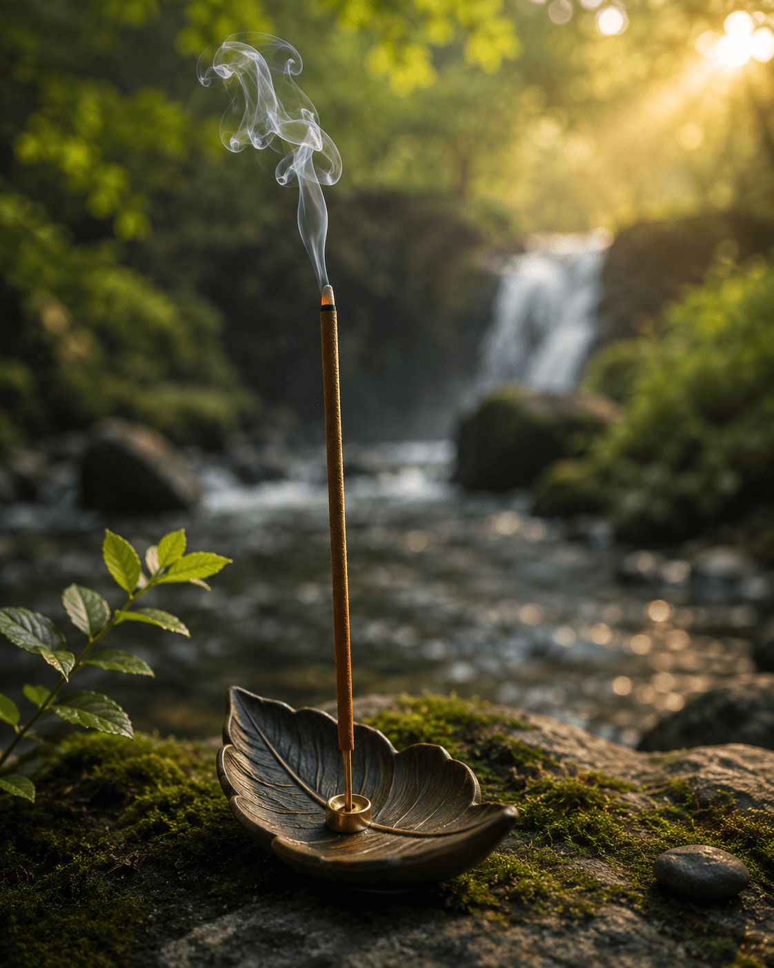 Premium agarbatti incense stick burning in nature